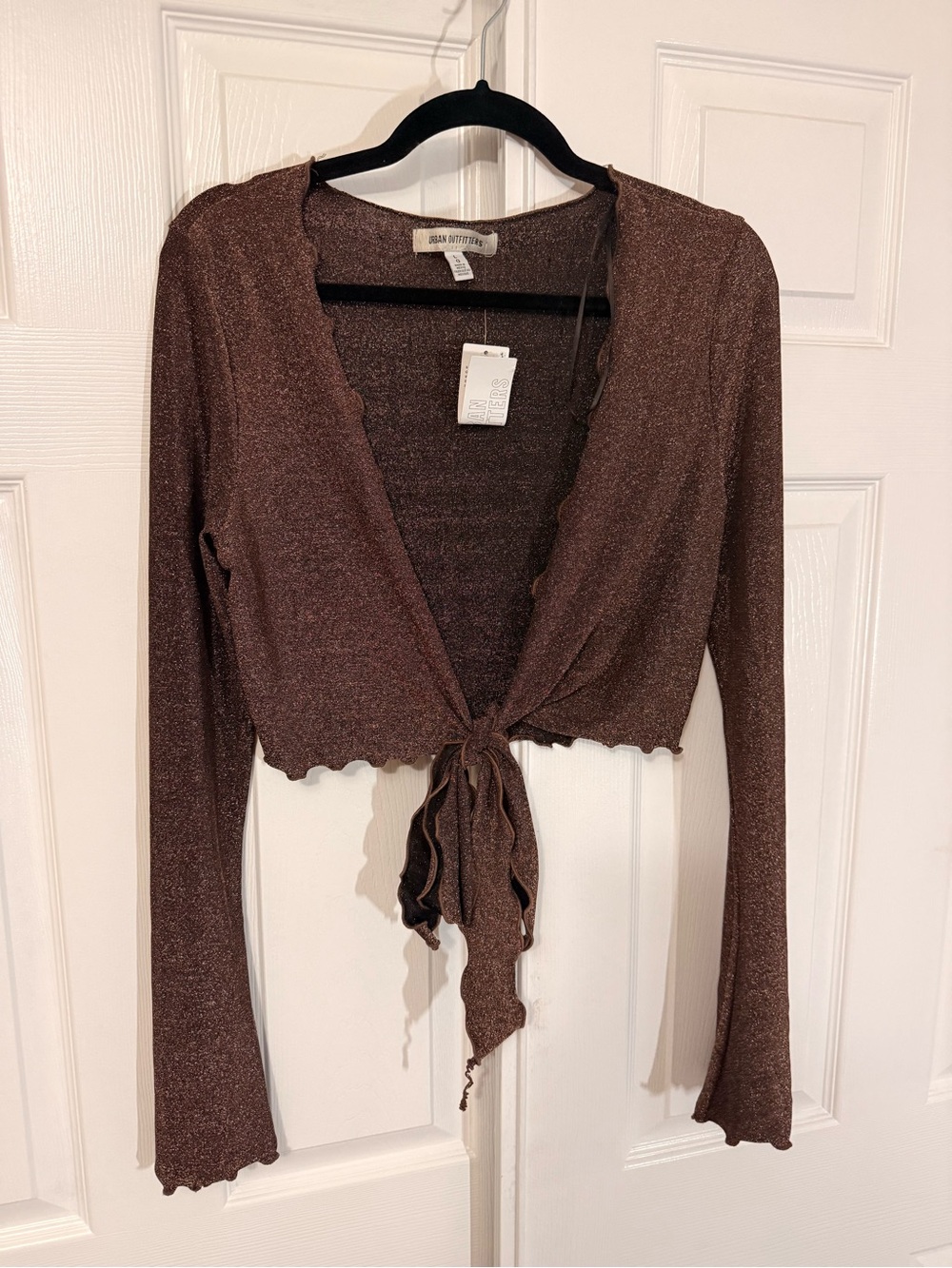 Urban Outfitters Bronze Metallic Wrap Tie Front Top